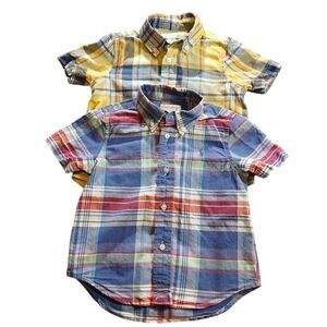 Ralph Lauren Baby Boys Plaid Button Down Shirts Lot 18M Yellow Blue Red